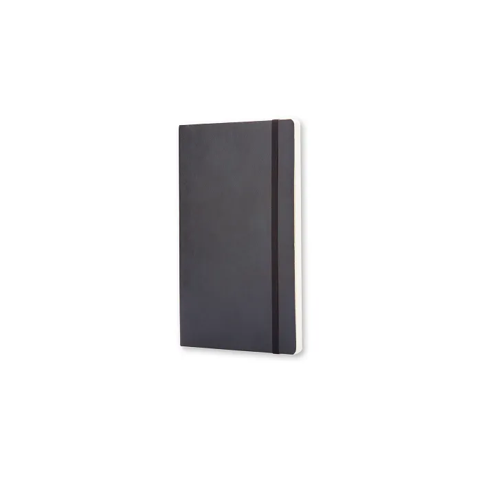 Libreta Clásica De Bolsillo Negra Hoja Blanca Pasta Suave — Portada Plana