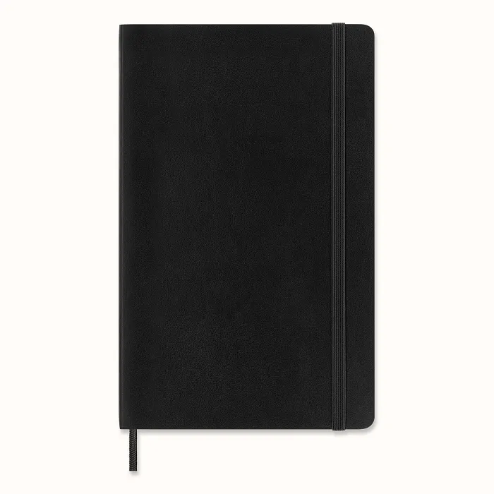 Libreta Clásica Grande Negra Hoja Blanca Pasta Suave — Portada Plana